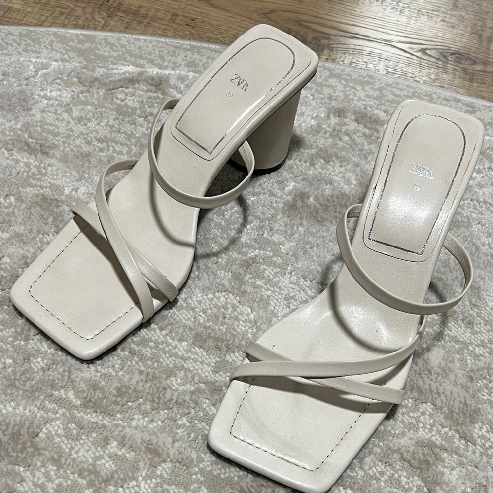 Zara Beige Strappy Heels